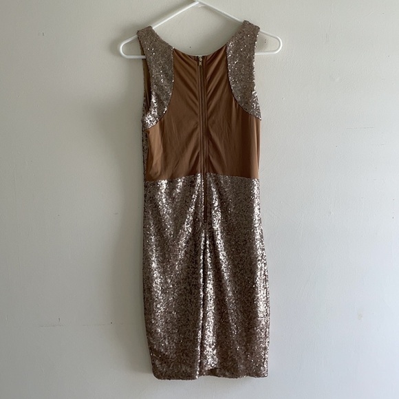 NWT M.M Couture gold sequin cocktail party mini dress - Picture 5 of 6